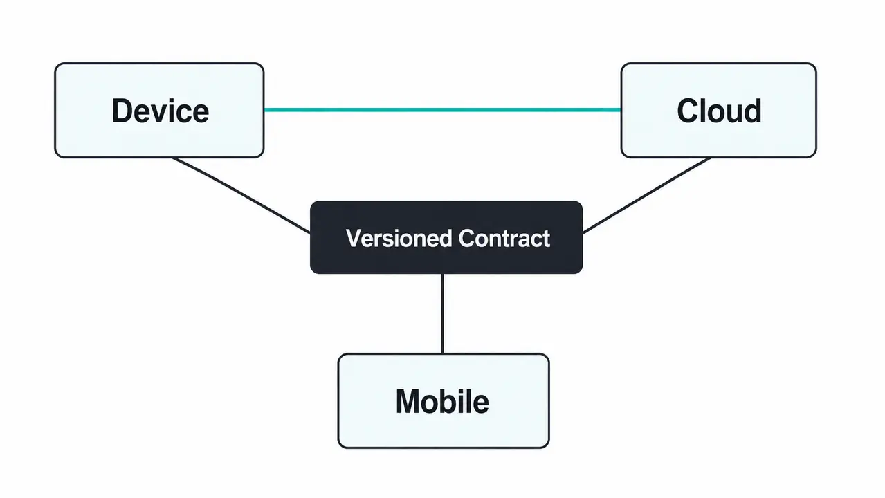 Integration between firmware, cloud, and mobile that avoids API ping pong