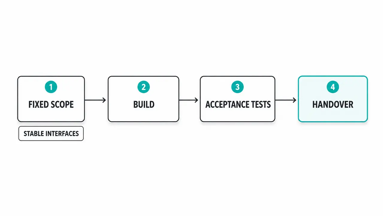 Project based outsourcing for bounded deliverables and clean interfaces