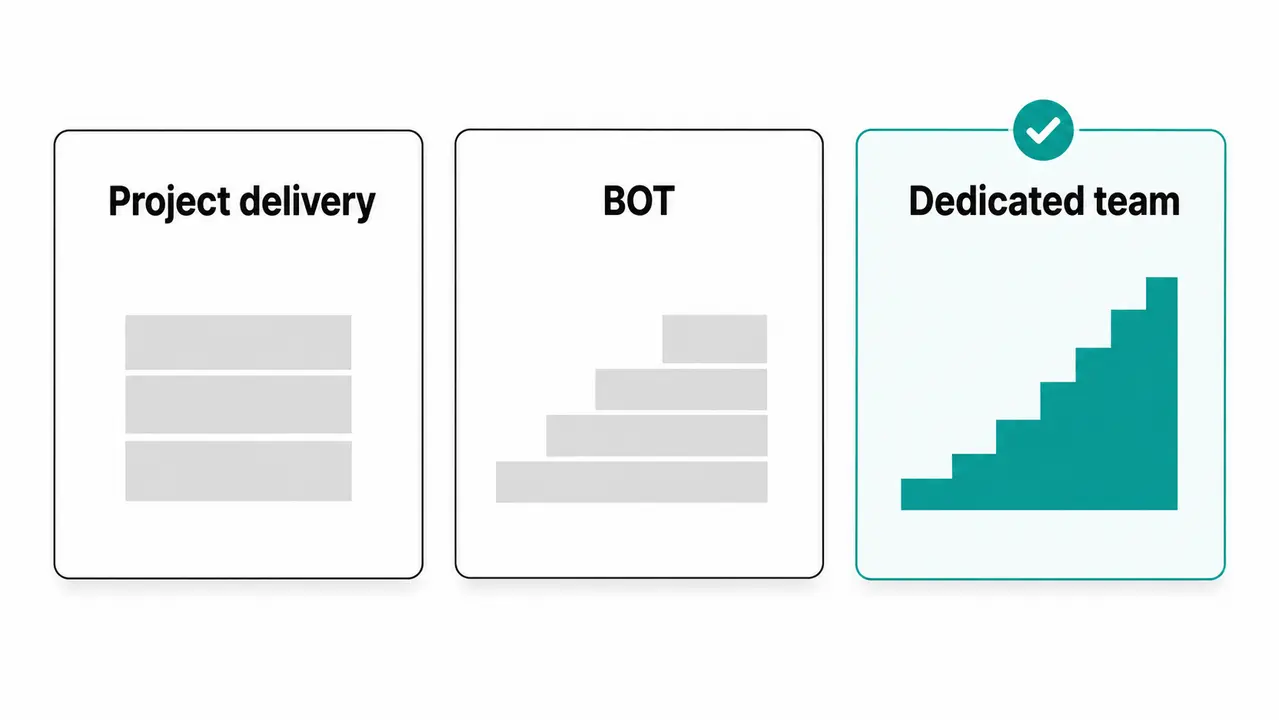 Dedicated team, project delivery, and BOT models lead to different outcomes