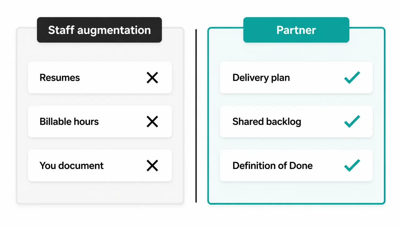 The regional development partner model is not staff augmentation