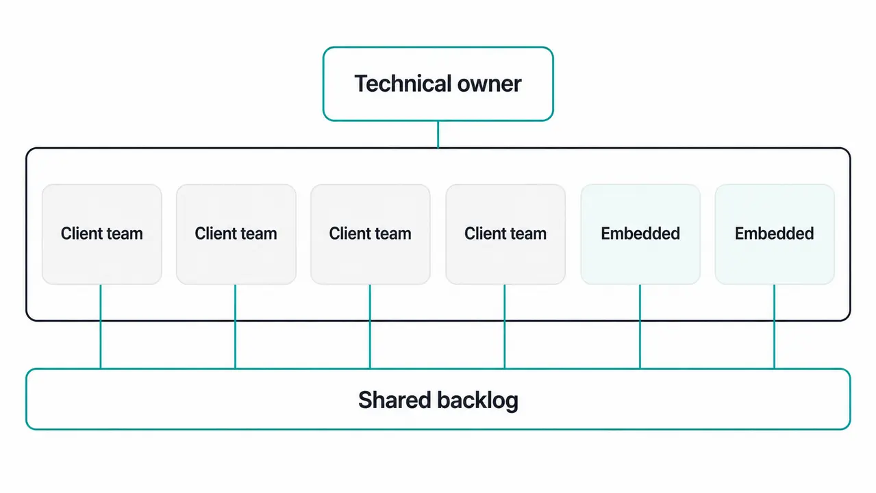 When an embedded dedicated team model is the pragmatic middle